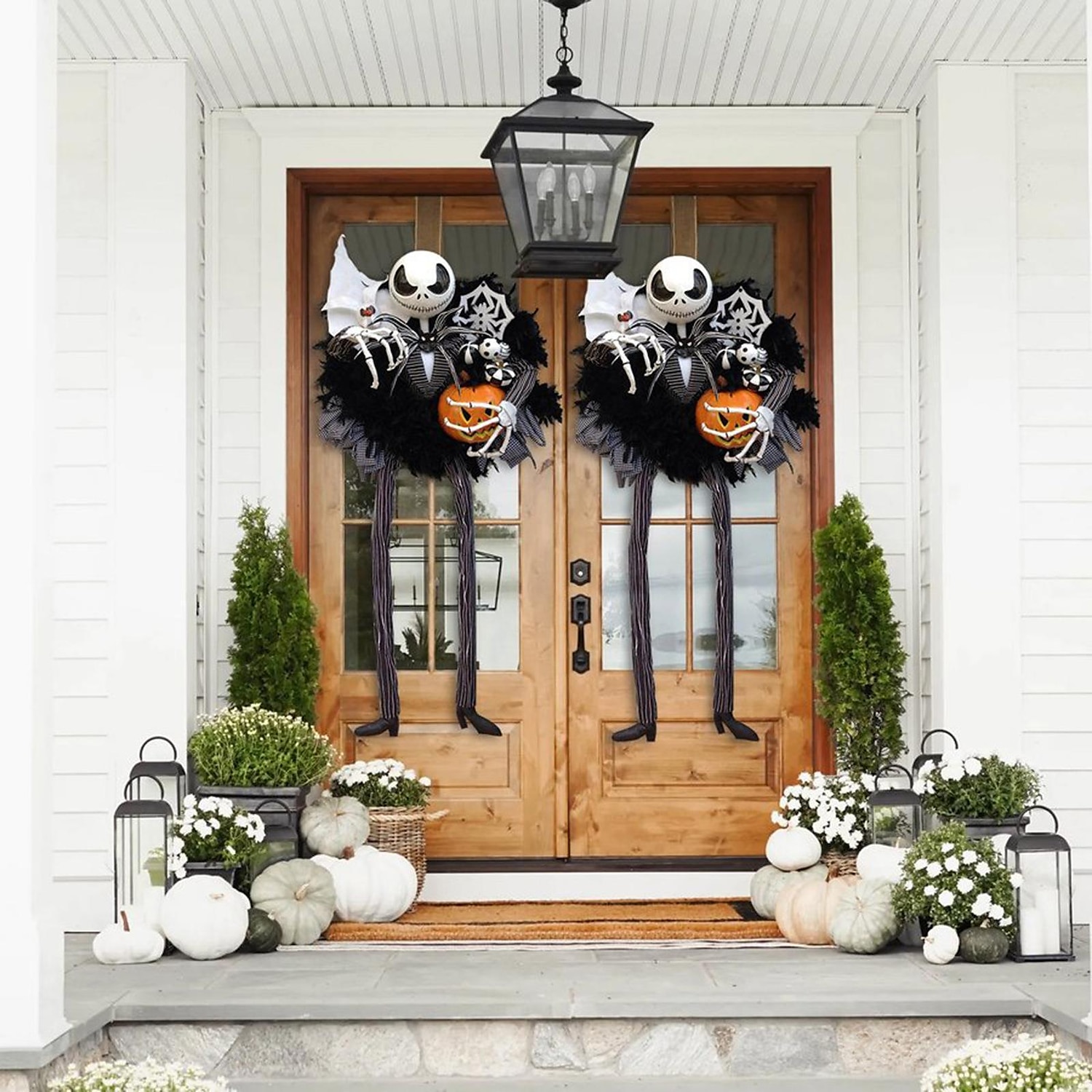 2023 Halloween Horror Pumpkin Wreath Door Hanging Holiday Party Horror Skull Decoration Props Collection – SGD $95.84 –P2