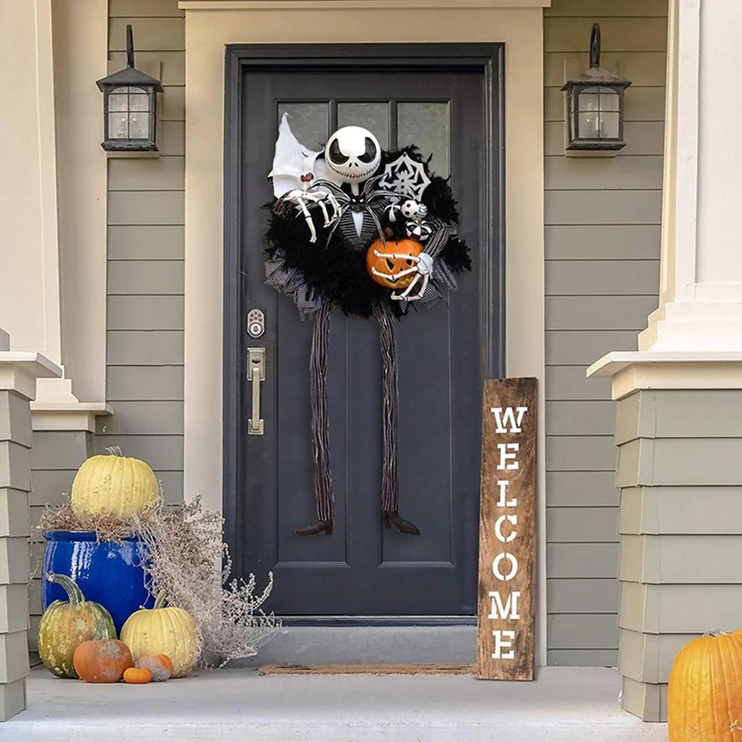2023 Halloween Horror Pumpkin Wreath Door Hanging Holiday Party Horror Skull Decoration Props Collection – SGD $95.84 –P7