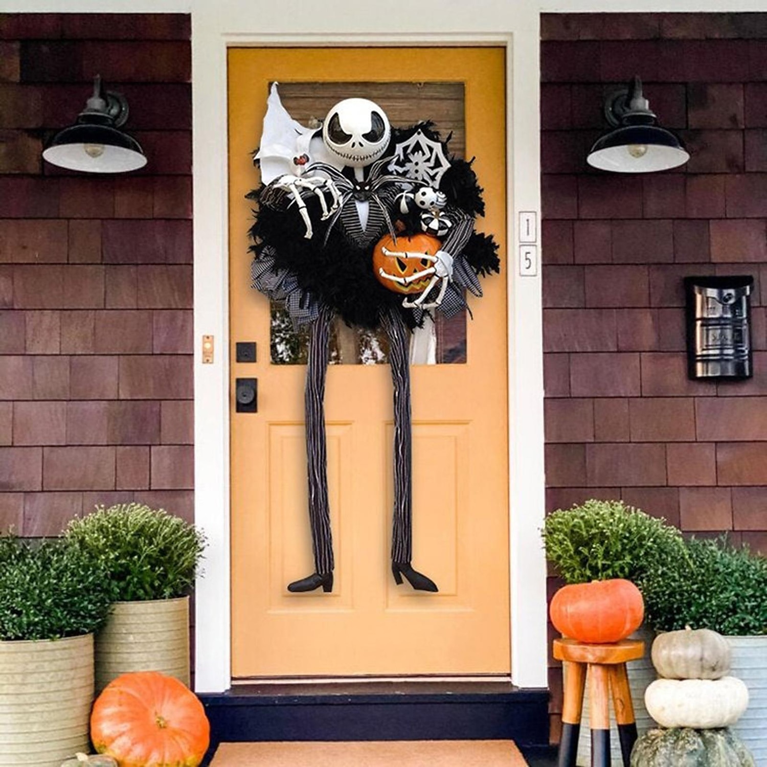 2023 Halloween Horror Pumpkin Wreath Door Hanging Holiday Party Horror Skull Decoration Props Collection – SGD $95.84 –P4