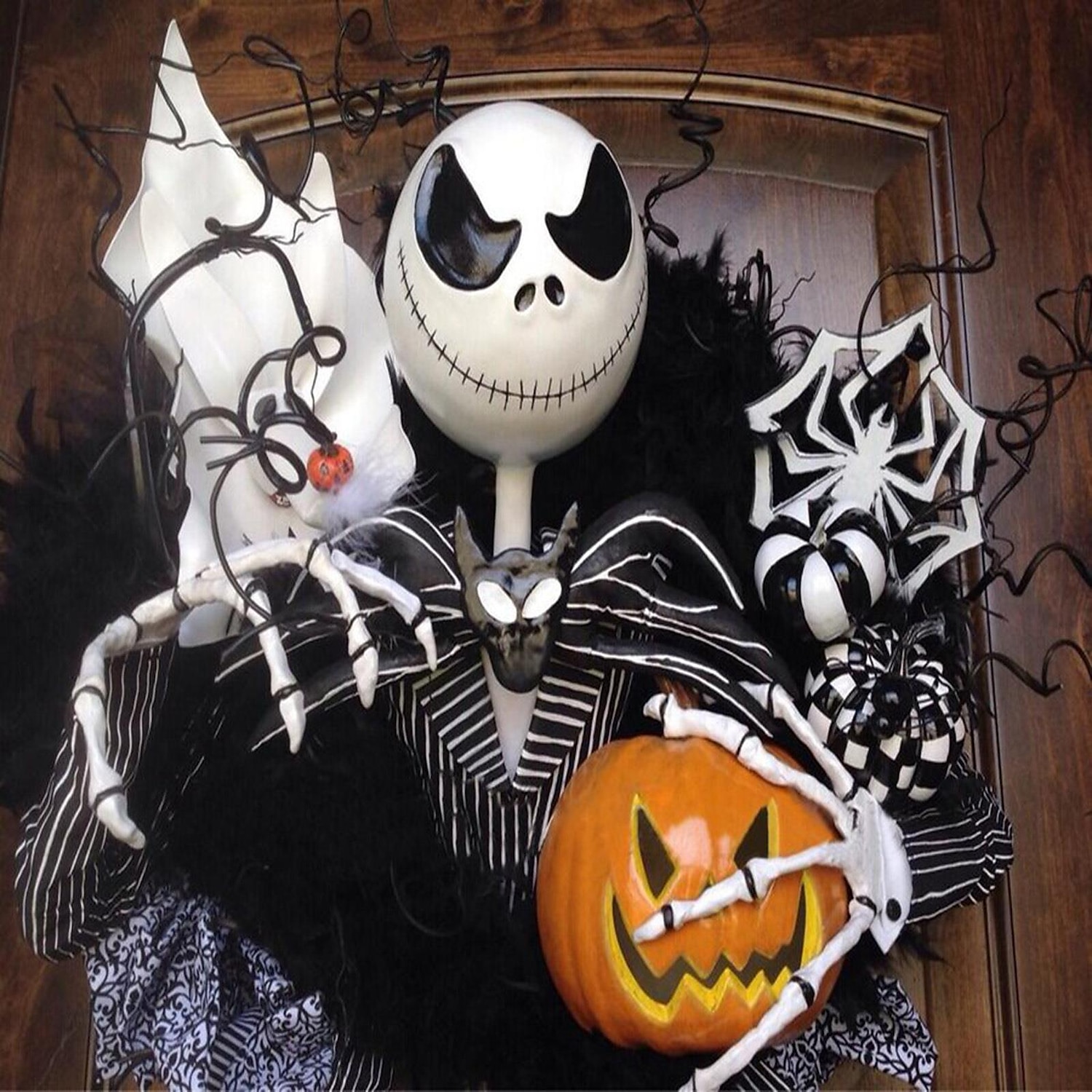 2023 Halloween Horror Pumpkin Wreath Door Hanging Holiday Party Horror Skull Decoration Props Collection – SGD $95.84 –P1