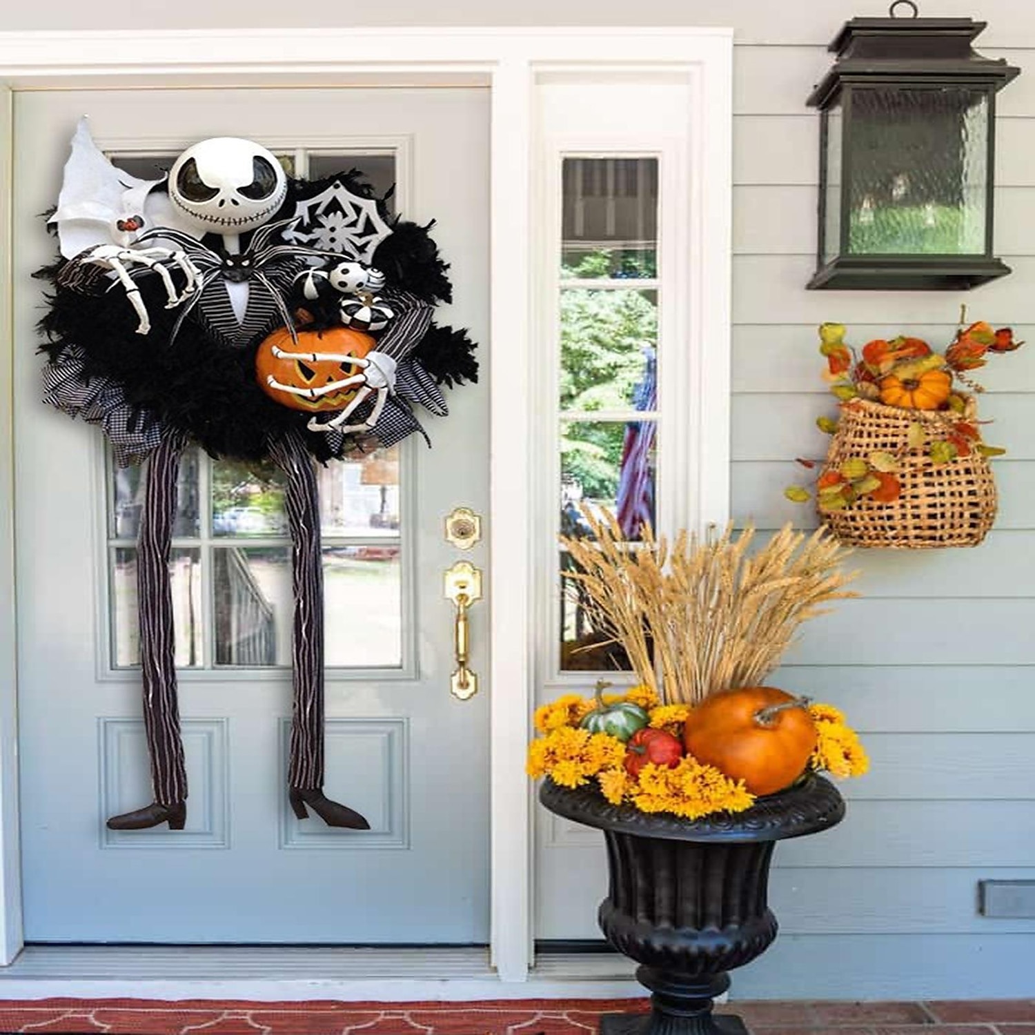 2023 Halloween Horror Pumpkin Wreath Door Hanging Holiday Party Horror Skull Decoration Props Collection – SGD $95.84 –P6